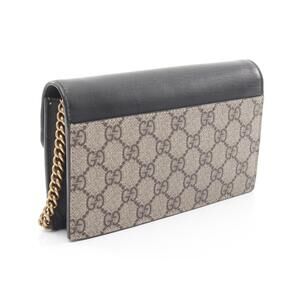 Gucci GG Supreme Shoulder Bag Canvas Leather Beige Black